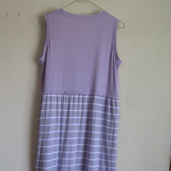 Cuddl Duds Purple Maxi Striped Summer/Spring Tiered Dress - Picture 4 of 5